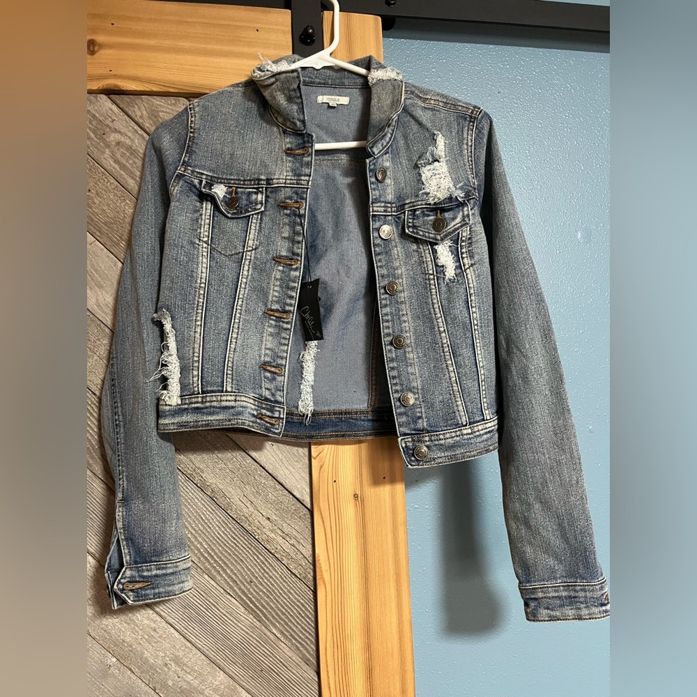 NWT Distressed  Denim Jacket